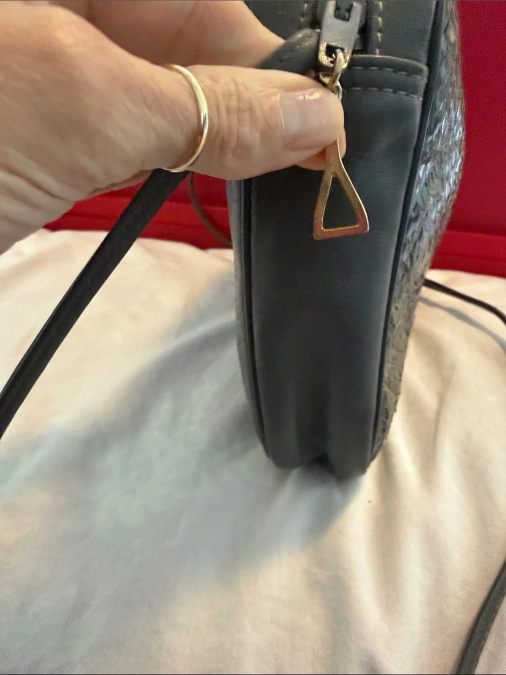 Vintage David Mehler for Dane Grey Snake skin and leather rossbody Bag